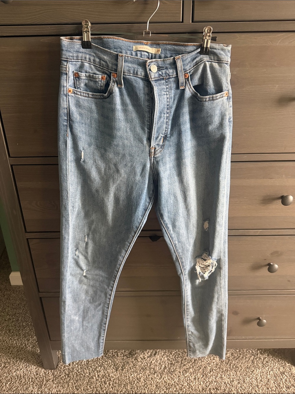Levi Women's Light Blue Distressed Jeans